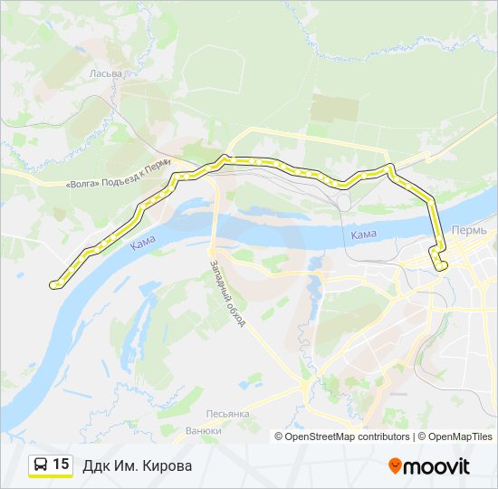 Автобус 15: карта маршрута
