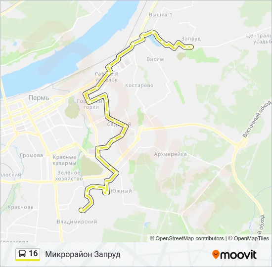 Автобус 16: карта маршрута