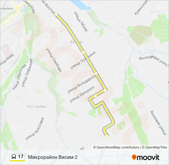 Автобус 17: карта маршрута