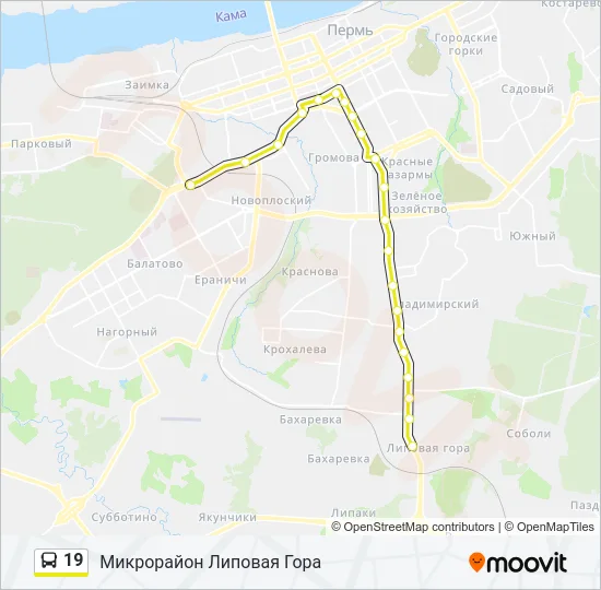 Автобус 19: карта маршрута