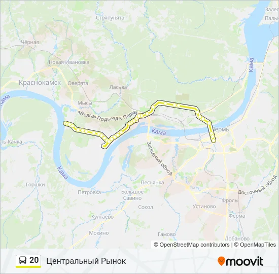 Автобус 20: карта маршрута