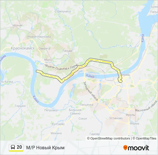Автобус 20: карта маршрута
