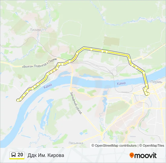 Автобус 20: карта маршрута