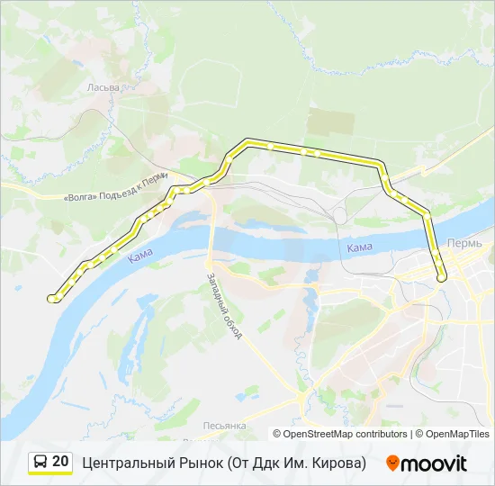 Автобус 20: карта маршрута