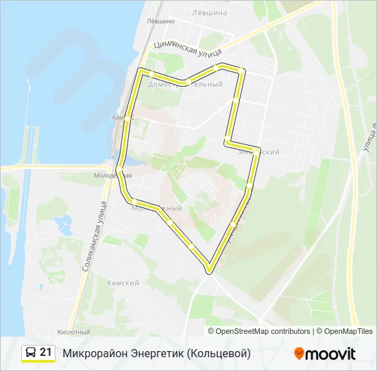 Автобус 21: карта маршрута