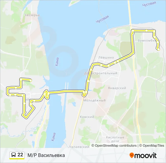 Автобус 22: карта маршрута