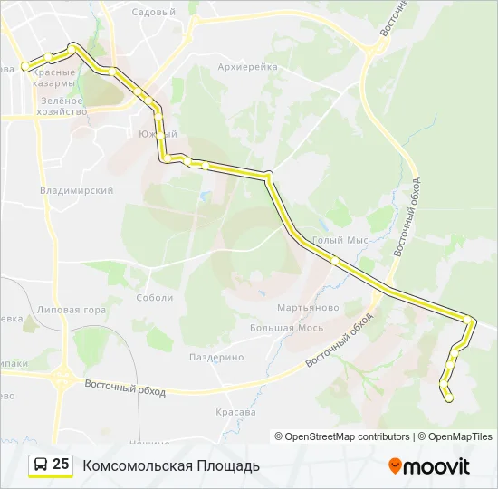 Автобус 25: карта маршрута