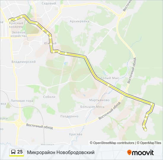 Автобус 25: карта маршрута