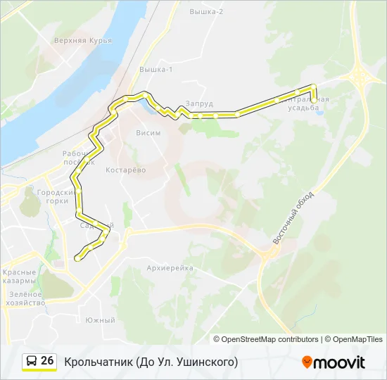 Автобус 26: карта маршрута