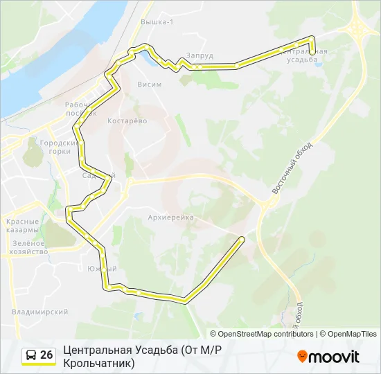 Автобус 26: карта маршрута