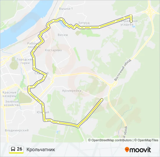 Автобус 26: карта маршрута