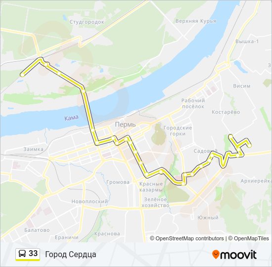 Автобус 33: карта маршрута