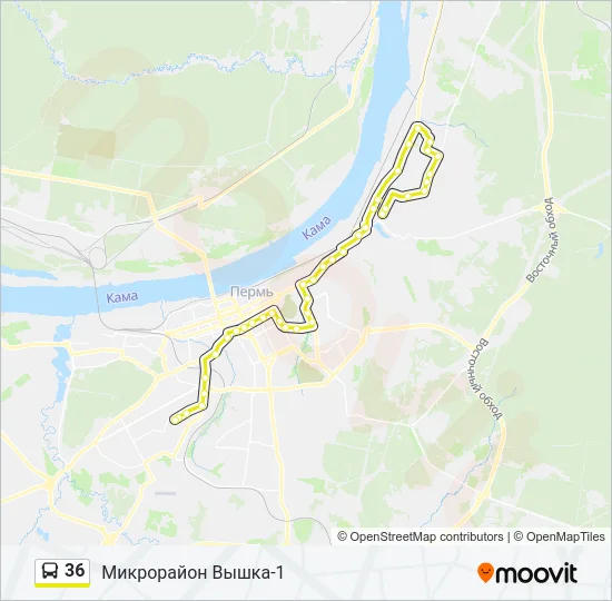 Автобус 36: карта маршрута