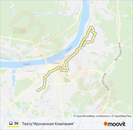 Автобус 36: карта маршрута