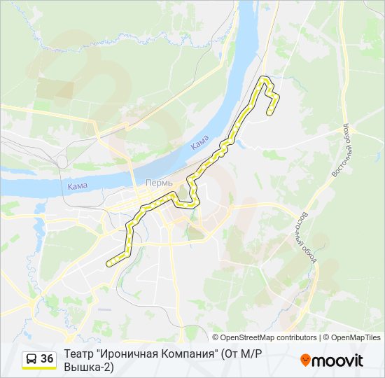 Автобус 36: карта маршрута