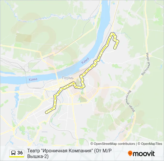 Автобус 36: карта маршрута