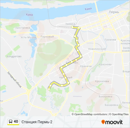 Автобус 40: карта маршрута