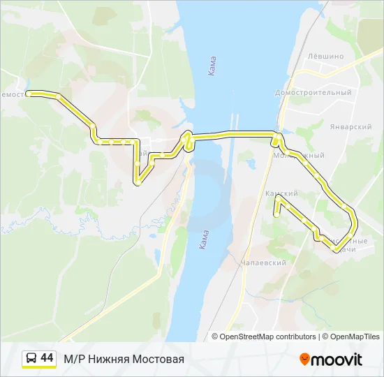 Автобус 44: карта маршрута
