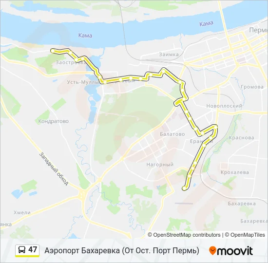 Автобус 47: карта маршрута
