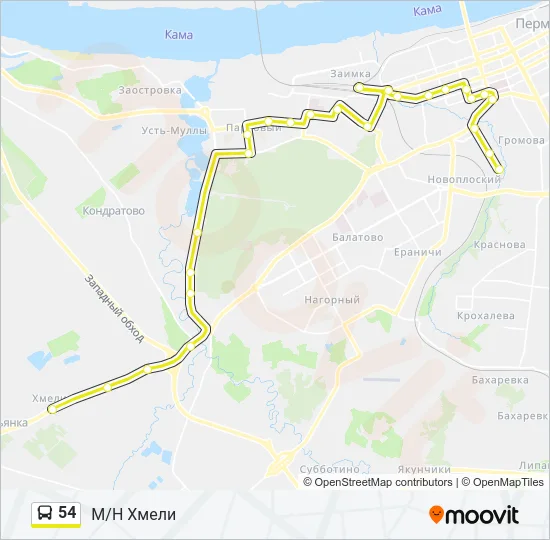 54 Bus Line Map
