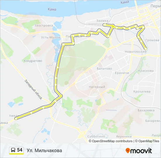 54 Bus Line Map