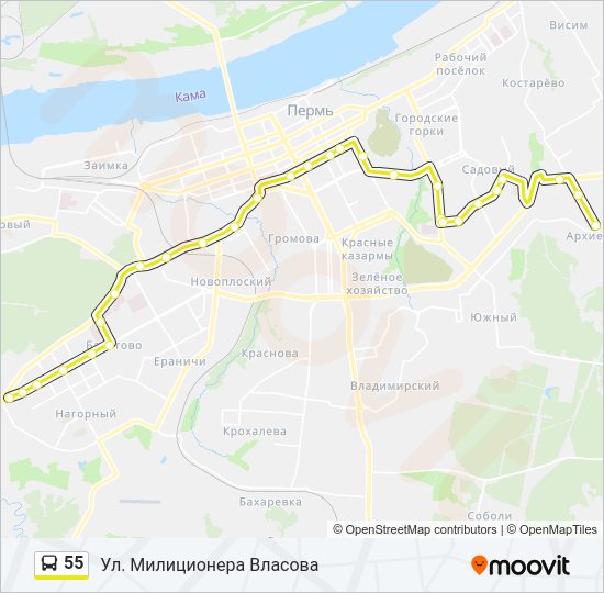 Автобус 55: карта маршрута