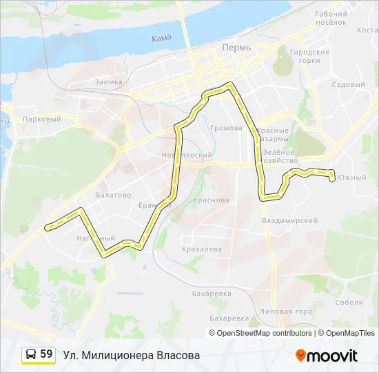 Автобус 59: карта маршрута
