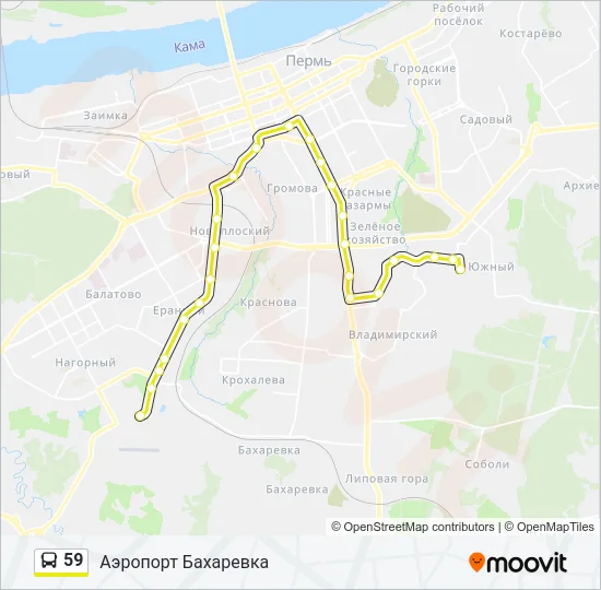 Автобус 59: карта маршрута