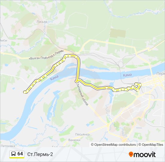 Автобус 64: карта маршрута