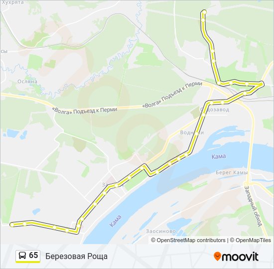 Автобус 65: карта маршрута