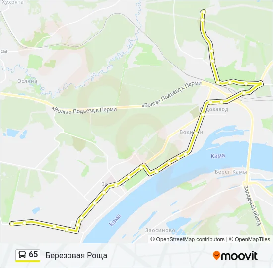 Автобус 65: карта маршрута