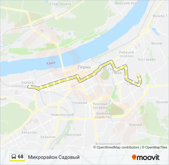 Автобус 68: карта маршрута