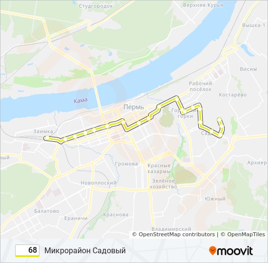 Автобус 68: карта маршрута