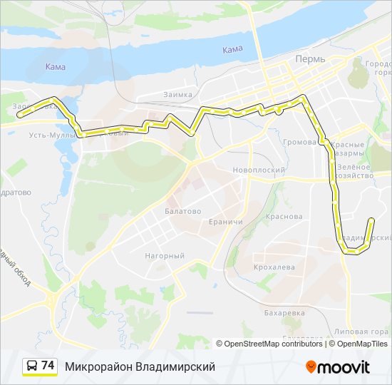 Автобус 74: карта маршрута
