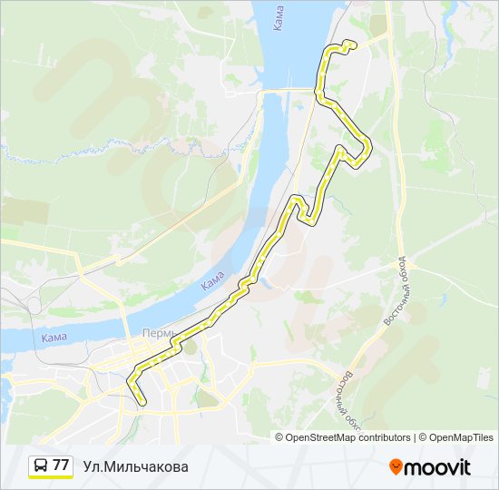Автобус 77: карта маршрута