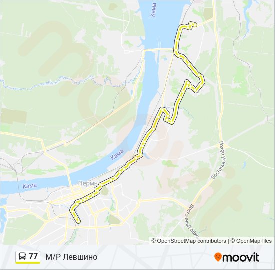 Автобус 77: карта маршрута