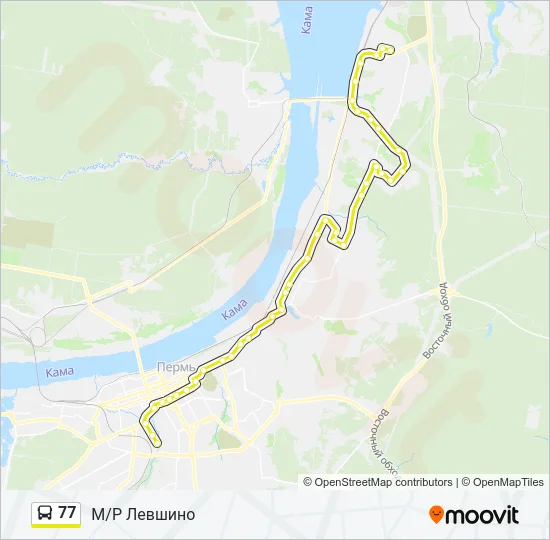 Автобус 77: карта маршрута