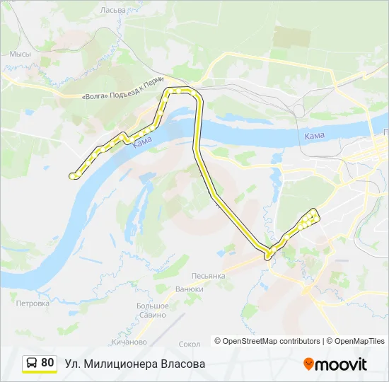 Автобус 80: карта маршрута