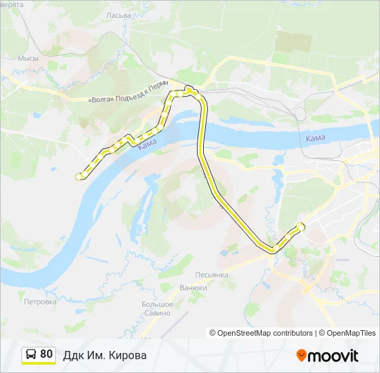 Автобус 80: карта маршрута