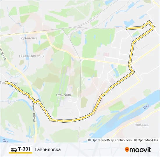 Маршрутка Т-301: карта маршрута
