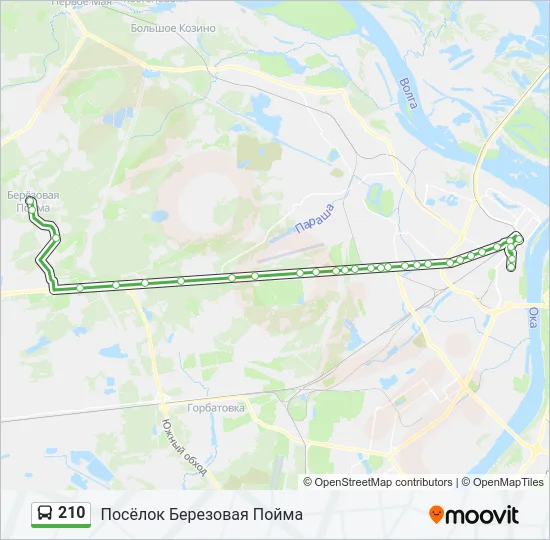 Автобус 210: карта маршрута