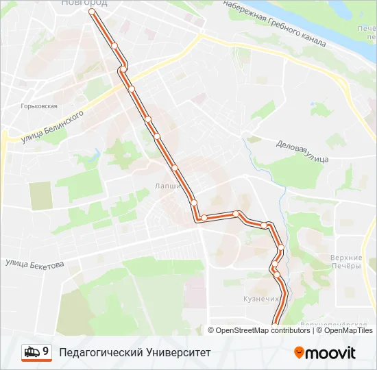 Троллейбус 9: карта маршрута