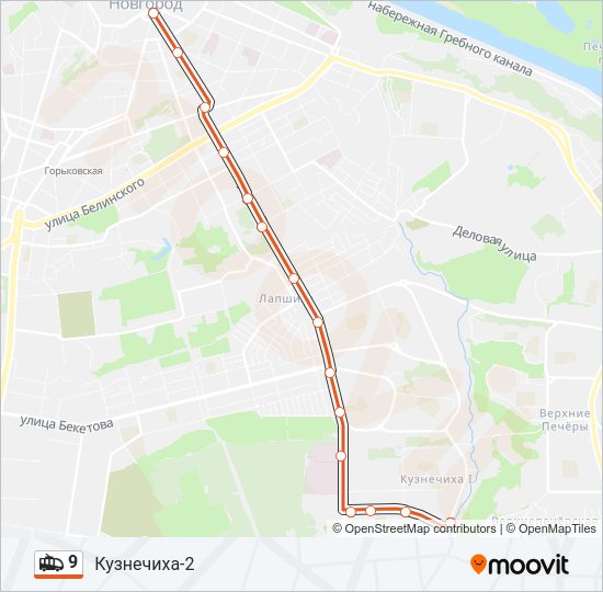 Троллейбус 9: карта маршрута