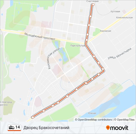 Троллейбус 14: карта маршрута