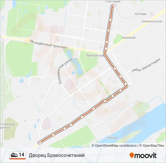 Троллейбус 14: карта маршрута