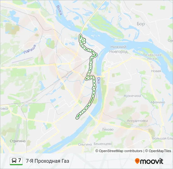 Автобус 7: карта маршрута