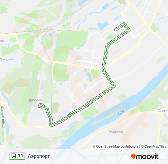 Автобус 11: карта маршрута
