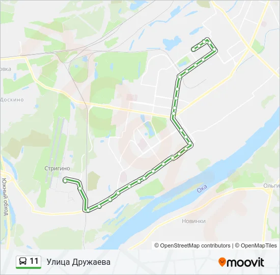 Автобус 11: карта маршрута
