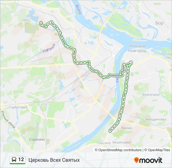 Автобус 12: карта маршрута