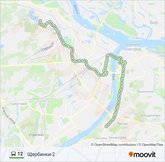 Автобус 12: карта маршрута